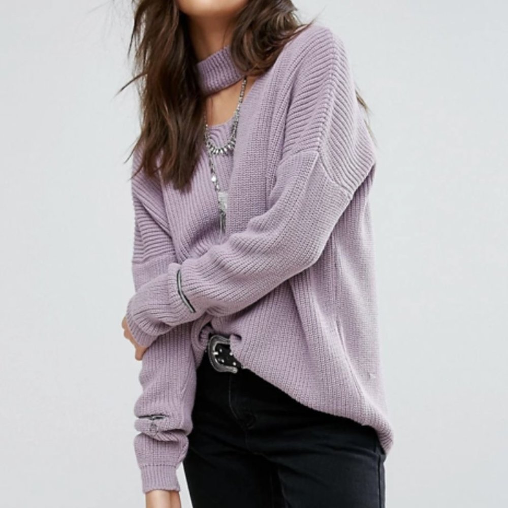 Rokoko Cut out Choker Sweater with Zip Detail